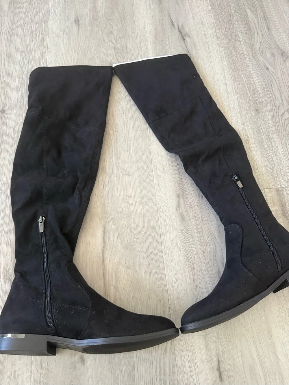 Marc Fisher Black Over-the-Knee Zip Suede Boots